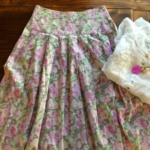 Laura Ashley Floral Skirt in Pink and Green